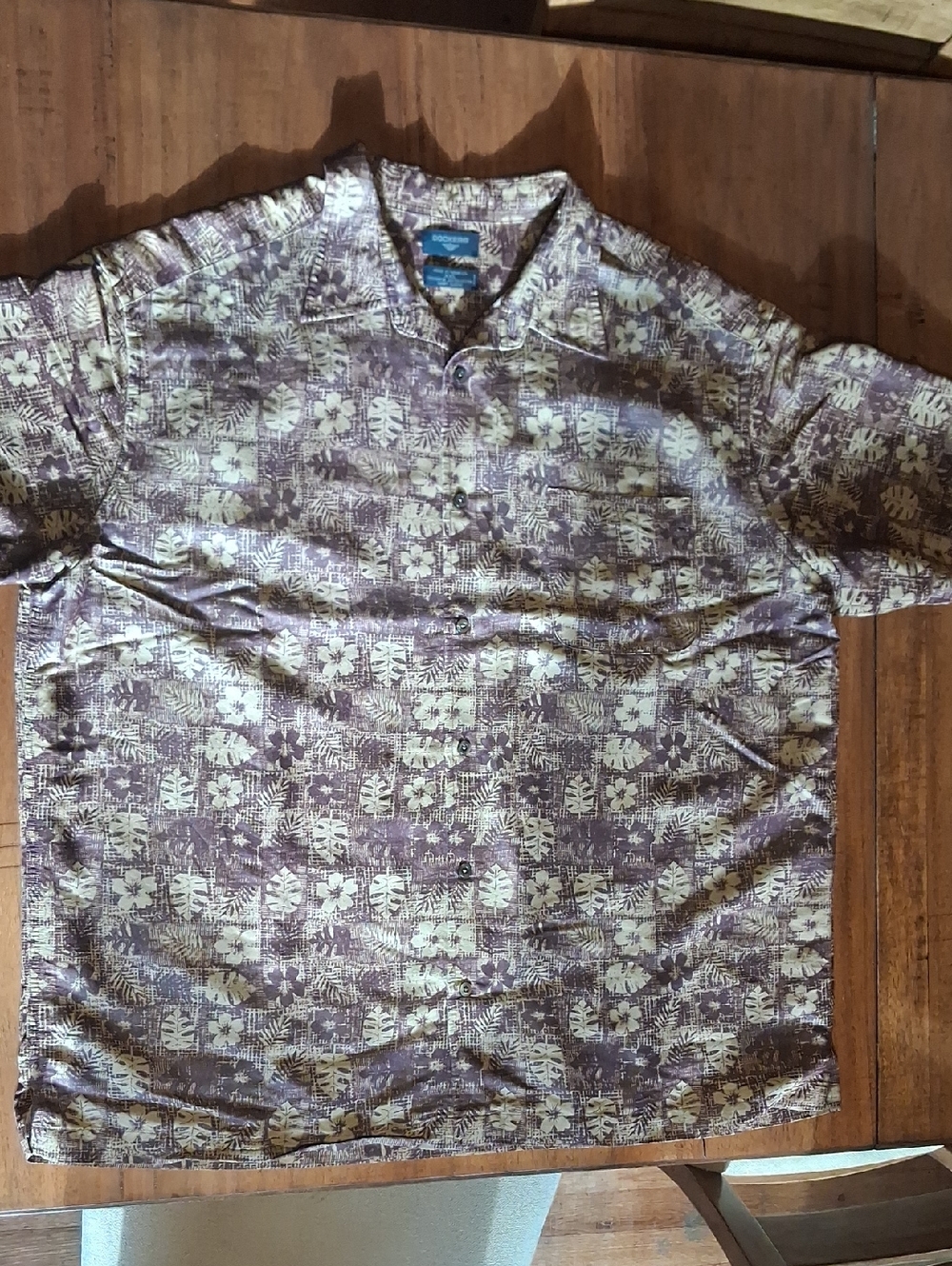 Dockers Brown and Cream Tropical Print Short-Sleeve Shirt